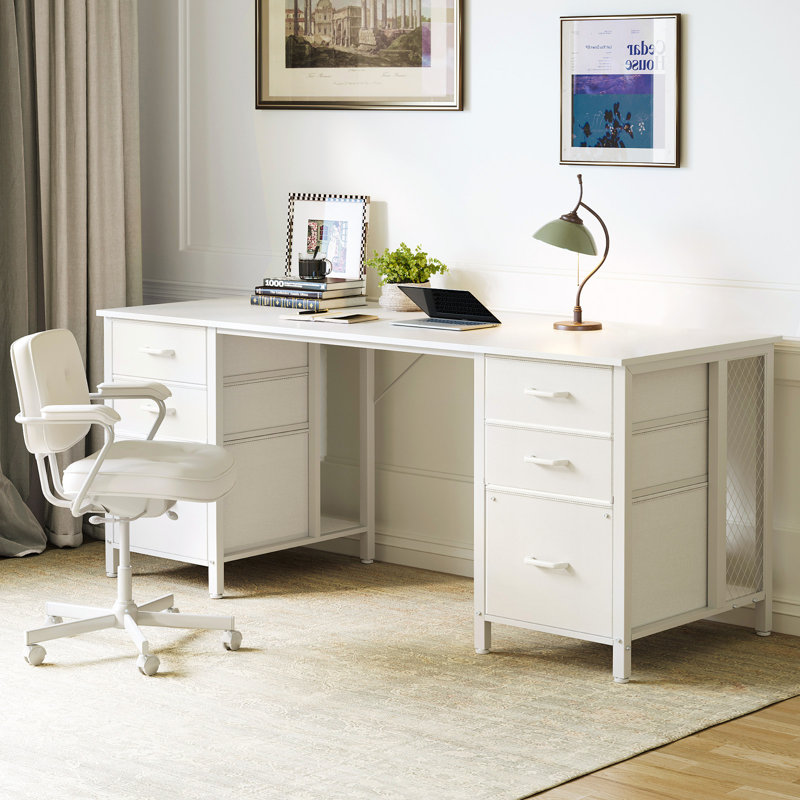 Bureau d'ordinateur avec rangement à tiroirs Lorena