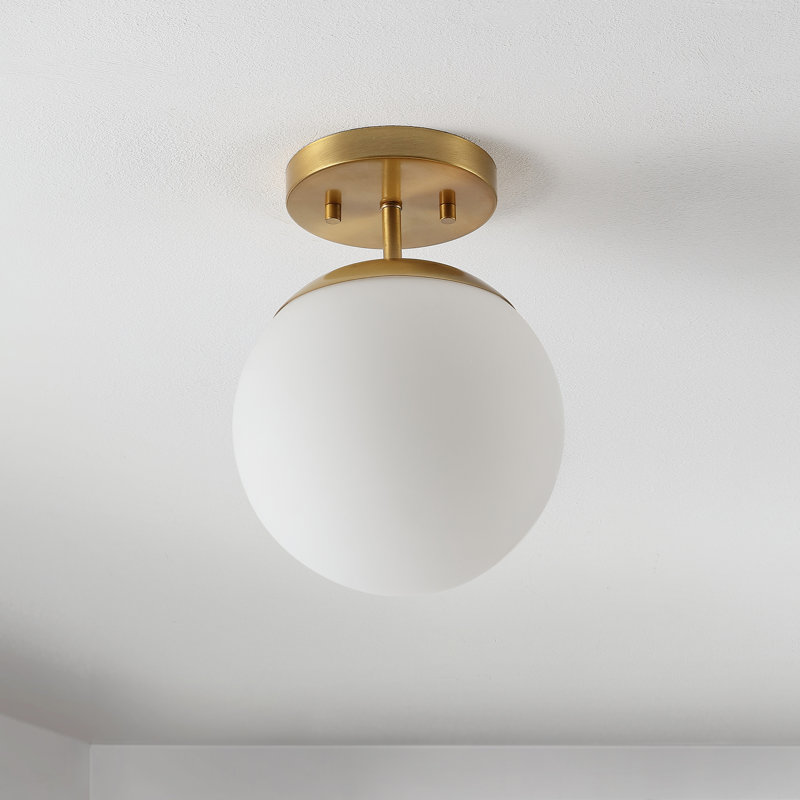Statler Glass Semi Flush Mount, Brass Gold