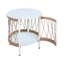 Table d'appoint d'extérieur de 17,8 po de style bohémien avec structure rouille et verre lisse pour un entretien facile