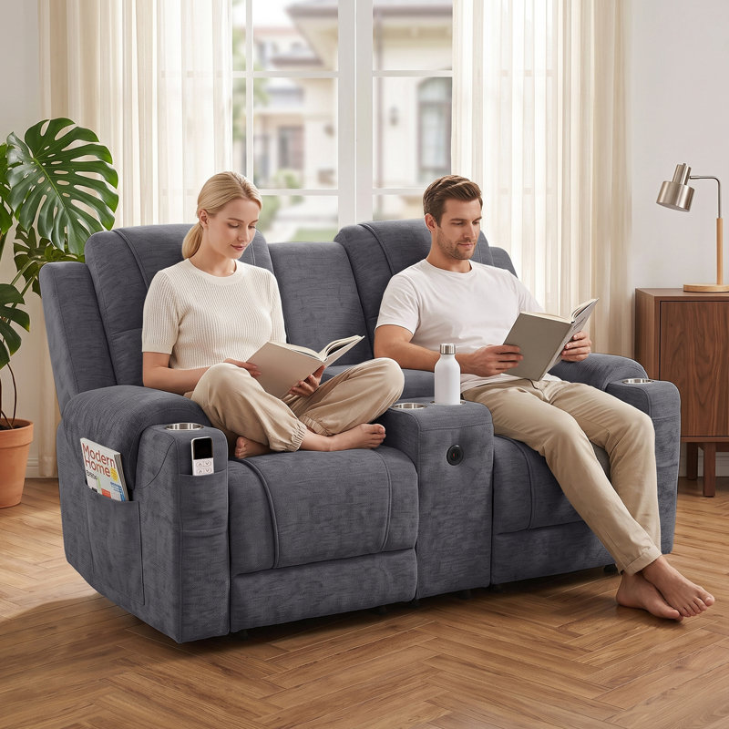 Canapé inclinable l 73,6 po pour salon, Causeuse, Gris