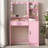 Vanity Desk with LED Mirror, Large Drawer, and 3-Tier Storage Shelf  3 Lighting Modes-1085384918