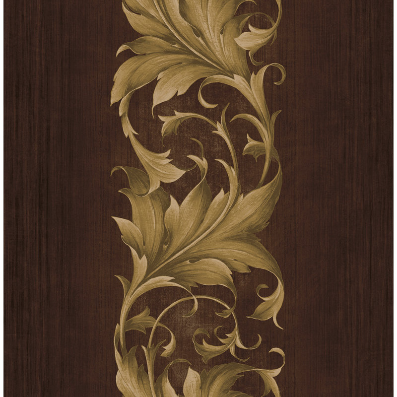 Papier peint rayé Seabrook Designs Brigid Acanthus, Or métallique