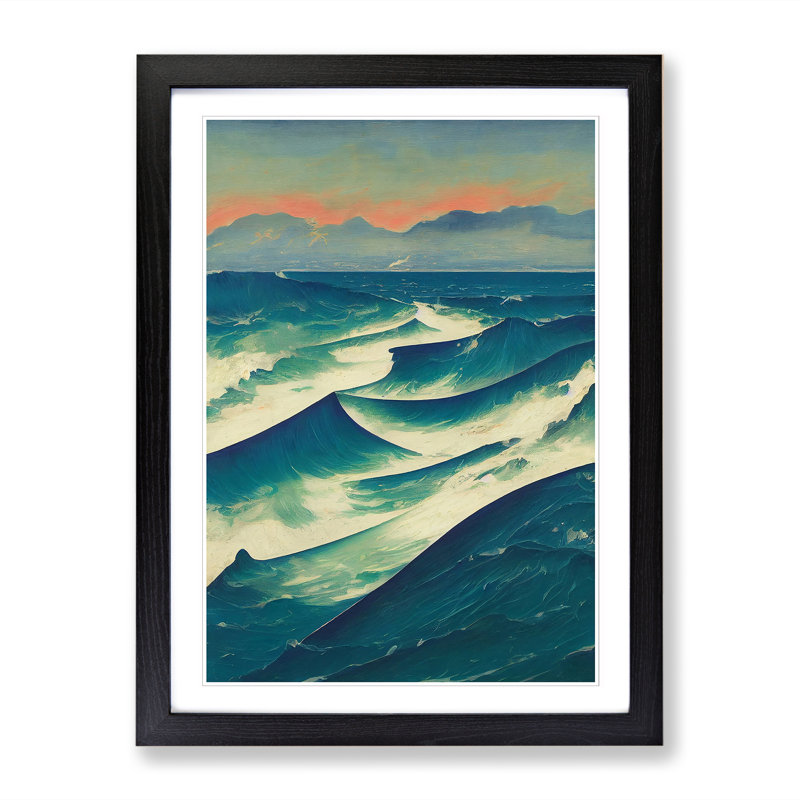 Seascape Ocean Vol.1 - Single Picture Frame Painting, 64cm H x 46cm W x 2cm D, Oak