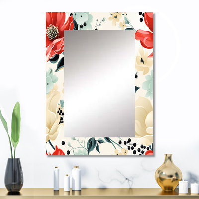 Labady rouge et noir poinsettia Symphony Bliss - miroir mural décoratif abstrait, miroir moderne, impression d'art en métal