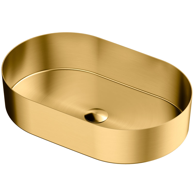 Karran Cinox 13.75'' Stainless Steel Oval Bathroom Sink, Gold
