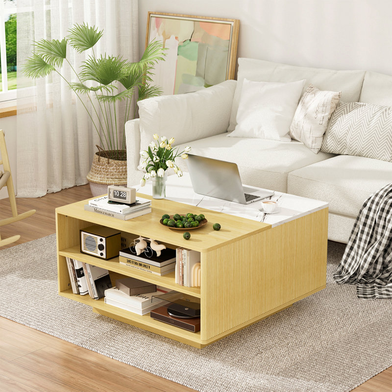 Table basse à plateau relevable avec rangement pour le salon