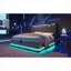 Hydraulic Storage Upholstered King Bed Frame for Bedroom, Classic Gray Linen with 360 Surround LED Multi-Control Function