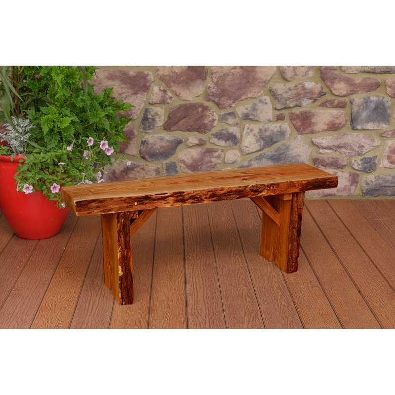 Banc de jardin en bois à bord vif Bruggeman, H 17 po x l 94 po x P 12 po, Teinture cèdre