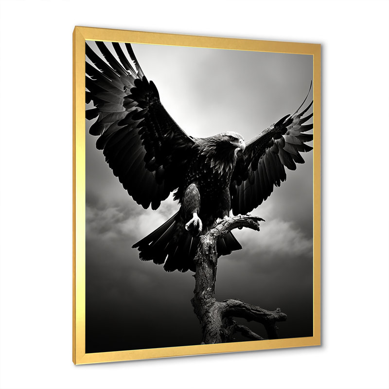 «Powerful Bold Eagle» - Imprimé, H 20 po x l 12 po x P 1 po, Cadre doré simple