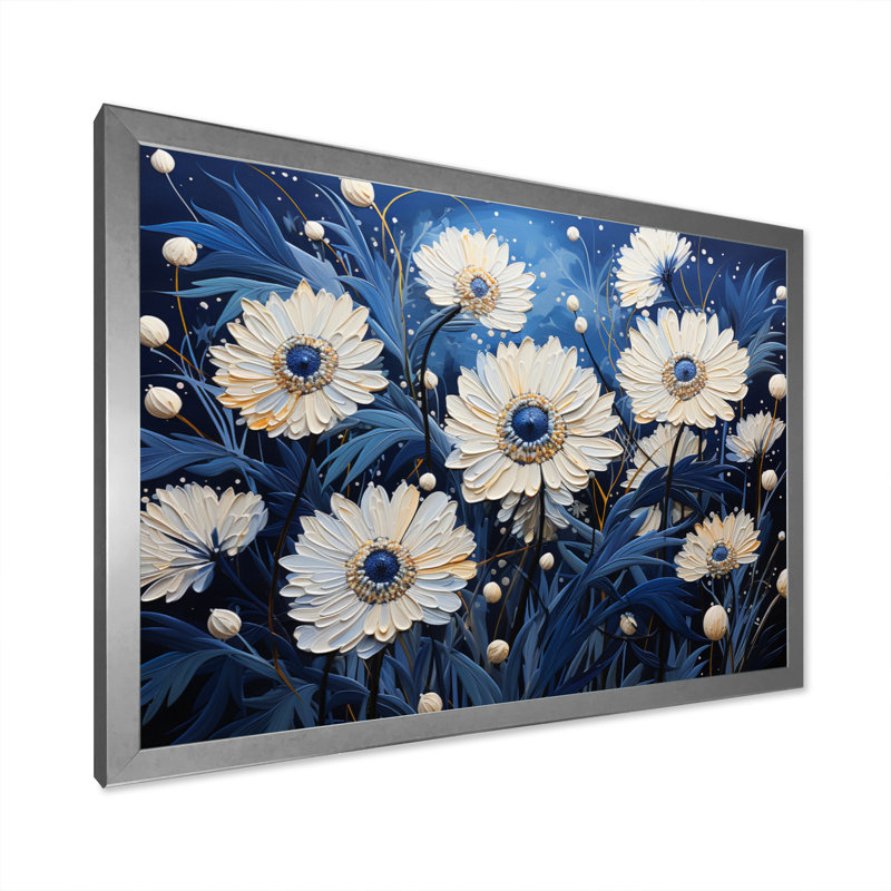 «Blue Cornflowers Cascading IV», reproduction sur toile, Cadre photo argenté, H 12 po x l 20 po x P 1 po