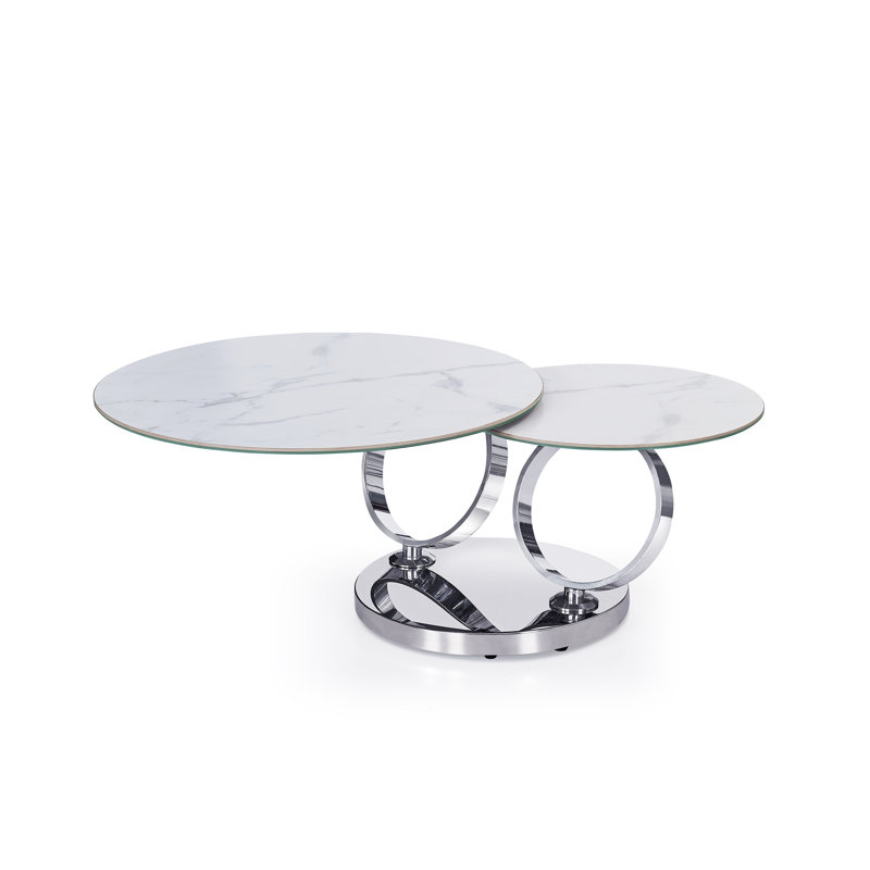 Table basse à piédestal Stephanne, Argent, Blanc