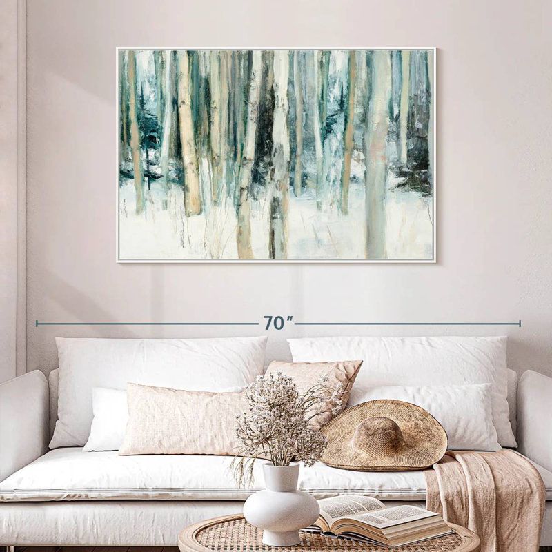 Winter Woods III, Cadre flottant blanc, 46 po x 31 po