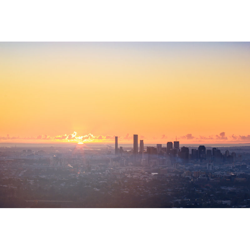 Sunrise View Of The Brisbane City - Wrapped Canvas Print, 30cm H x 46cm W