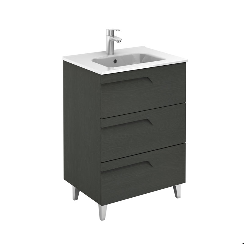 Ensemble de meuble-lavabo pour salle de bain simple 24 po Alejandro, Gris naturel