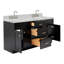 Meuble-lavabo double autoportant 67 po avec plateau en marbre de Carrare Abell-93068112