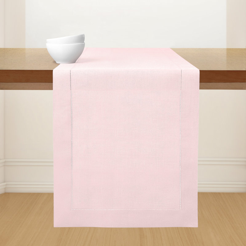 Chemin de table 100% lin D'Okok Homes, Rose pastel, L 90 po x P 14 po
