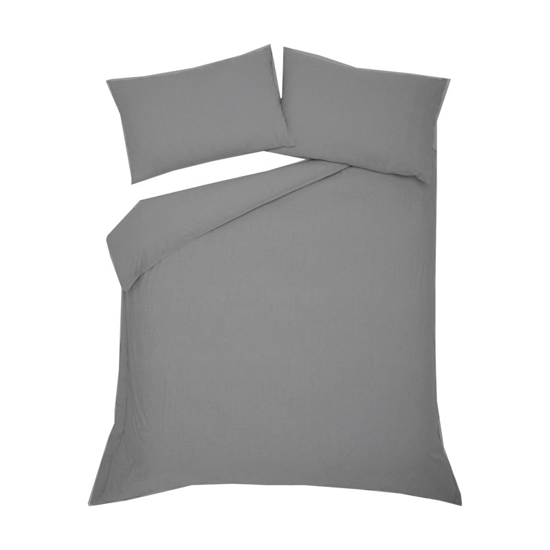 Percale Duvet Cover, Queen Comforter + 2 Shams, Charcoal