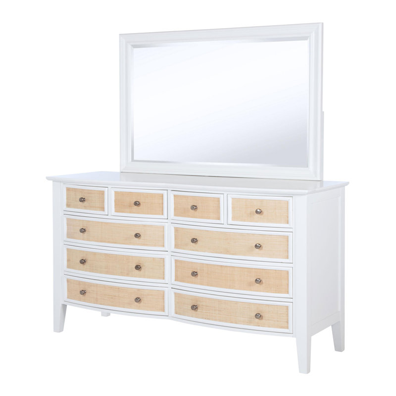 10-Drawer Dresser And Mirror White