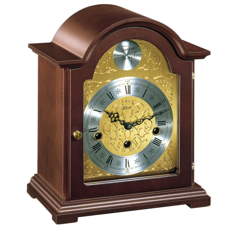 Traditional Analogue Solid Wood Quartz Movement / Crystal Tabletop Clock in Dark Brown