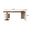 Bureau d'écriture minimaliste en noyer, table de bureau simple et moderne avec tiroir rond-428533159
