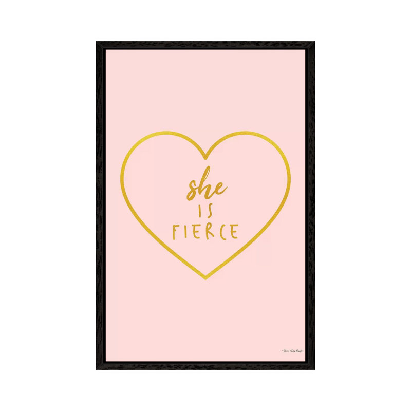 She Is Fierce - Print on Canvas, 66.04cm H x 45.72cm W x 3.81cm D, Black Floater Framed