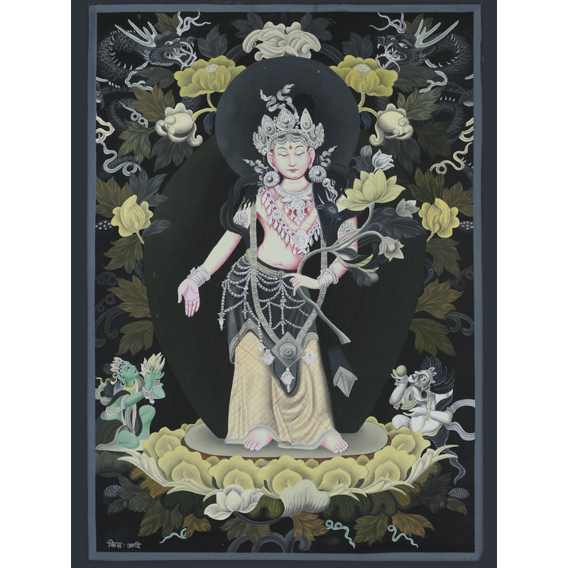 Newari Padmattani Avalokiteshvara - Thangka bouddhiste tibétain Brocadeless
