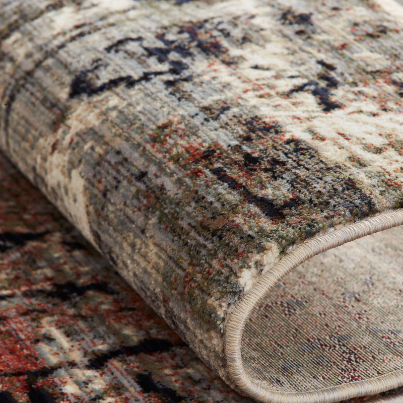 Lightner Abstract Area Rug in Ivory/Gray, Rectangle 2'6" x 3'8"