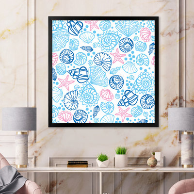 «Red Sea Stars With Blue Seashells», reproduction d'art sur toile à motifs
