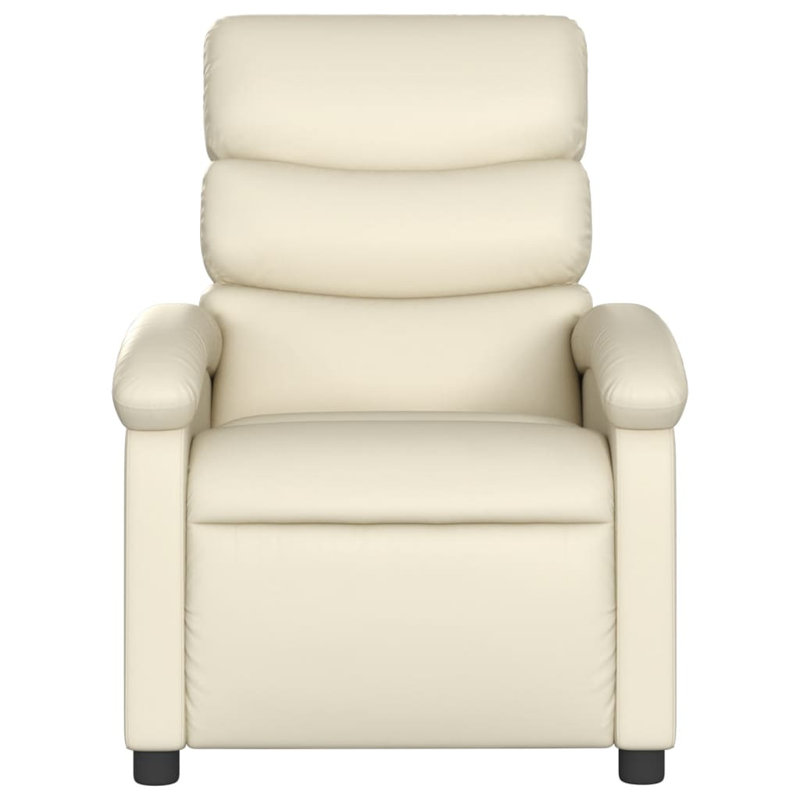 vidaXL Recliner Chair, Adjustable Backrest/ Footrest, Leather, Cream Faux Leather
