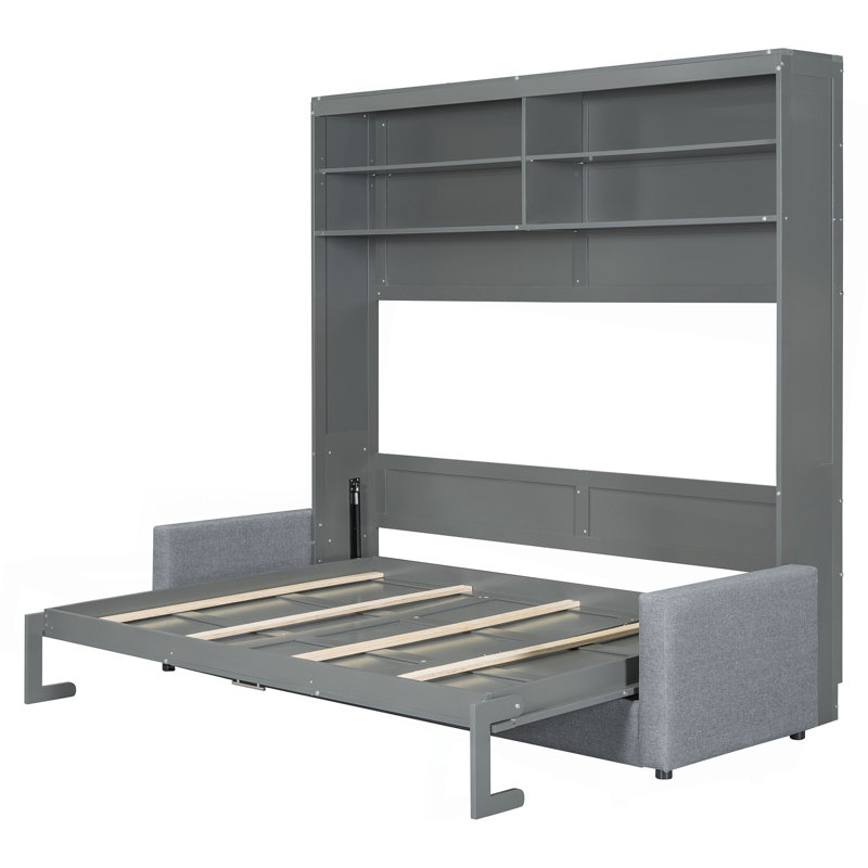 Lit escamotable mural avec canapé Bossier, gris, Grey