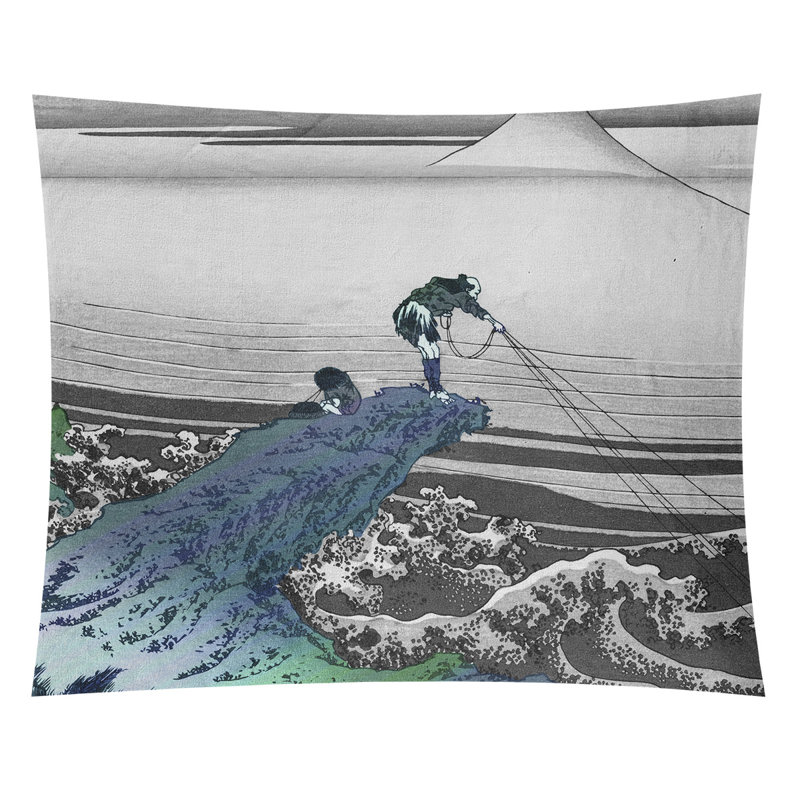 Tapisserie murale Kajikazawa in Kai, H 63,5 po x l 54 po, Gris/bleu