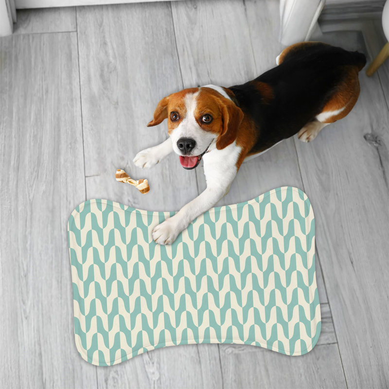 Mint & Beige - 1 Piece Bone Shape Feeding Mat