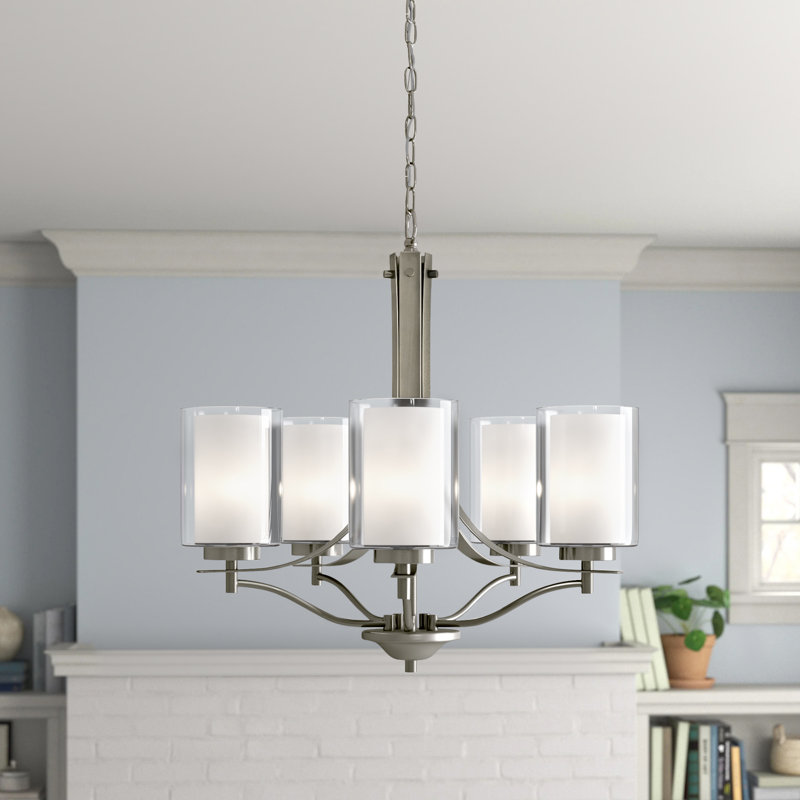 Elmwood Park Five Light Chandelier from Generation Lighting , Brushed Nickel, No