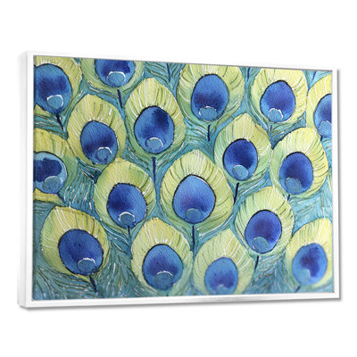 Collage de plumes de paon bleu et vert Grindle IV - paon, art mural