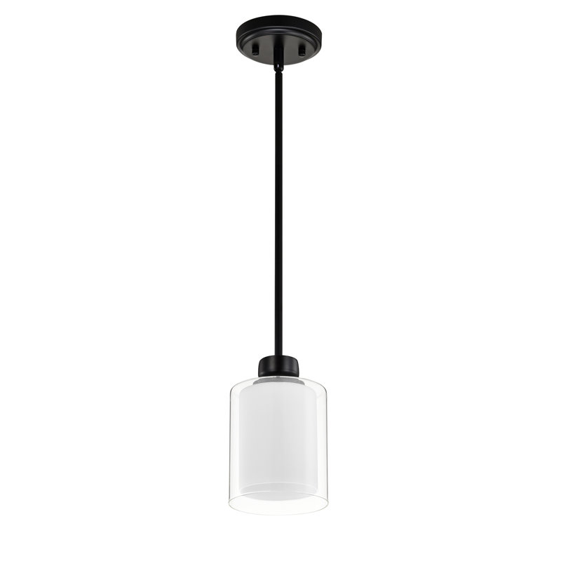 Bomke 5.5" W Dimmable Metal Single Cylinder Pendant, Matte Black