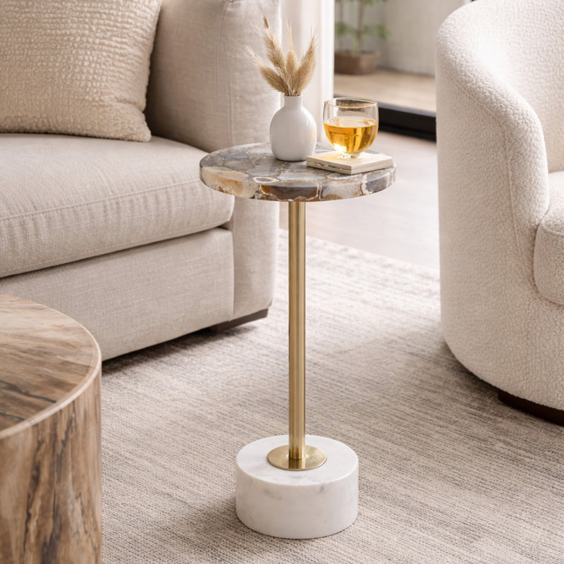Table d'appoint Aurelia, Sauvage, or et blanc