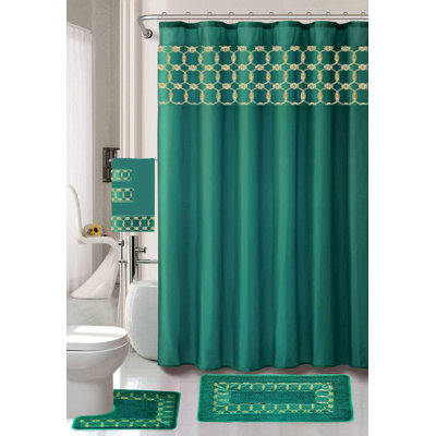 Chanee 18 Piece Embroidery Bath Set + Hooks