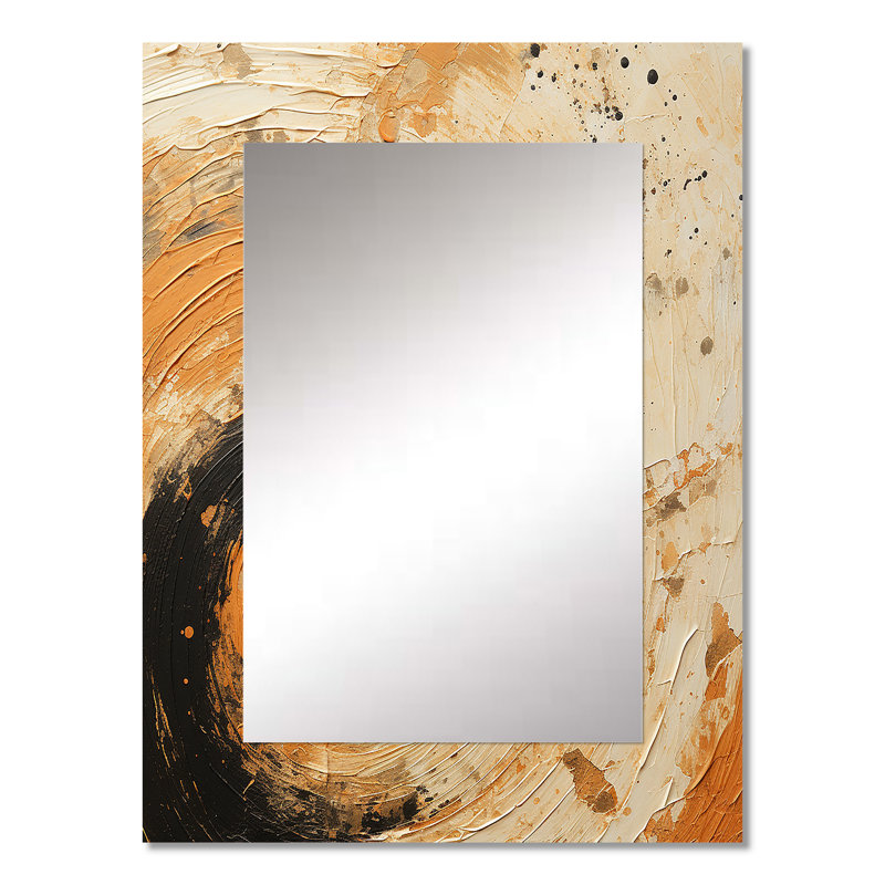 Radiant Revolve Modern orange Spiral - Abstract Spirals Decorative Mirror, Modern Wall Mirror, Printed Metal Art, 32" x 24"