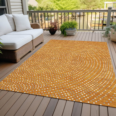 Mirelia Orange Washable Indoor-Outdoor Rug - 