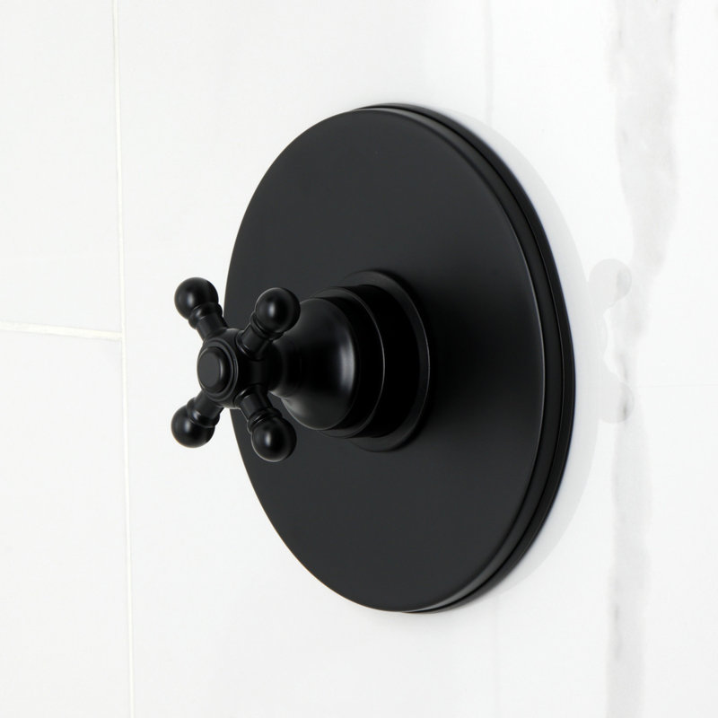 Robinet de baignoire et de douche à pression équilibrée à poignée simple Kingston Brass Metropolitan, Noir mat