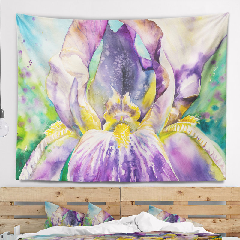Tapisserie florale iris, H 68 po x l 80 po
