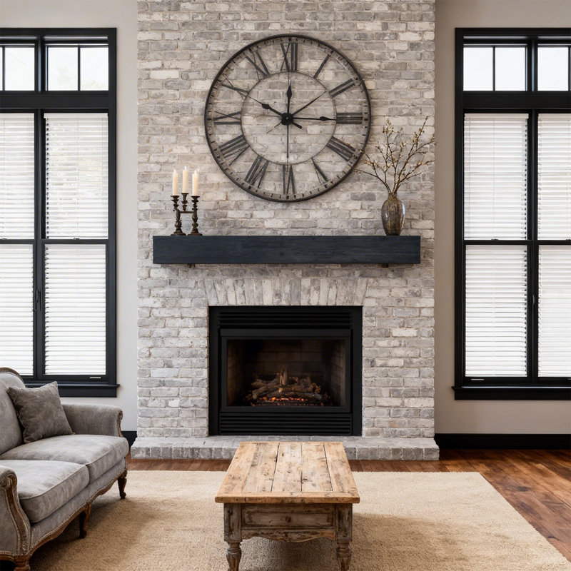 Farmhouse Fireplace Mantel - New Arrival, 60" Rustic Floating Shelf, Handcrafted Solid Hemlock Mantel For Wall Decor, Accent Display, Or Media Center