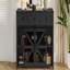 Buffet 55 po à porte de grange coulissante industrielle 55 po avec 3 tiroirs, portes grillagées et panneaux de particules-220476877