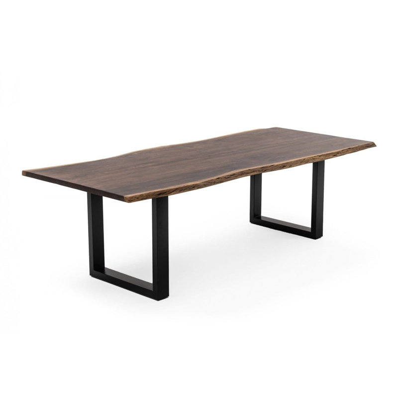  Table de salle à manger de 102 po en bois massif brun et noir