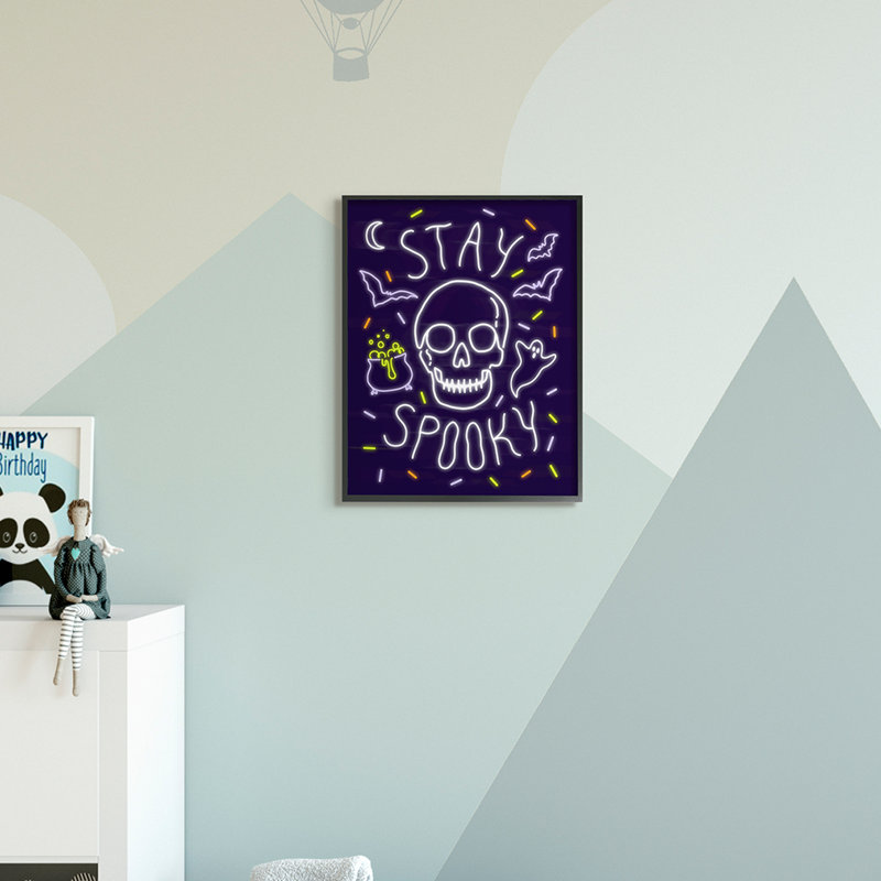 Stay Spooky Quote, H 14 po x l 11 po x P 1,5 po, Giclée encadrée noir minuit