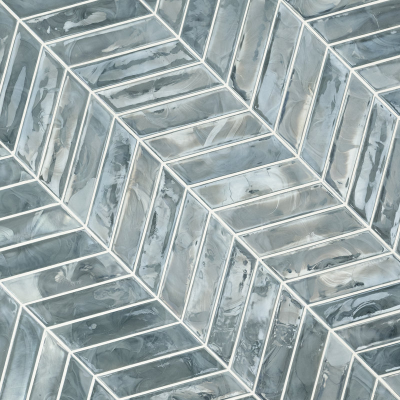 Carrelage mural mosaïque en verre brillant 10 po x 12 po Midnight Tide