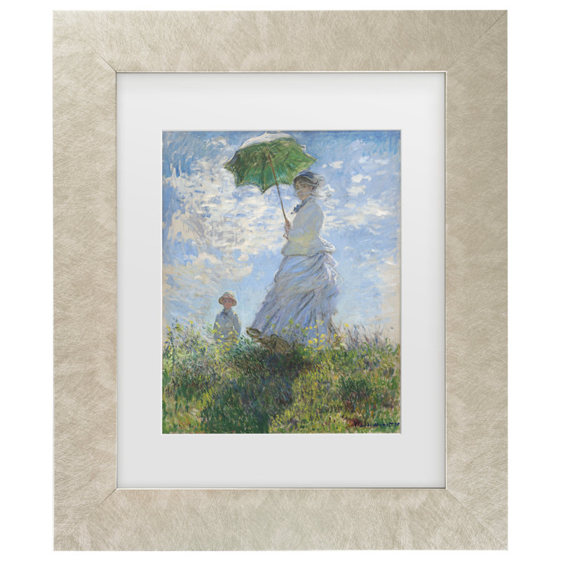 Œuvre encadrée «Bachelor femmes avec un parasol», H 14,5 po x l 17,5 po, Cadre crème