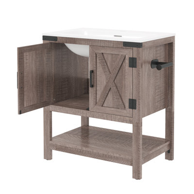 Meuble-lavabo simple 48 po avec rangement Chimira, gris rustique