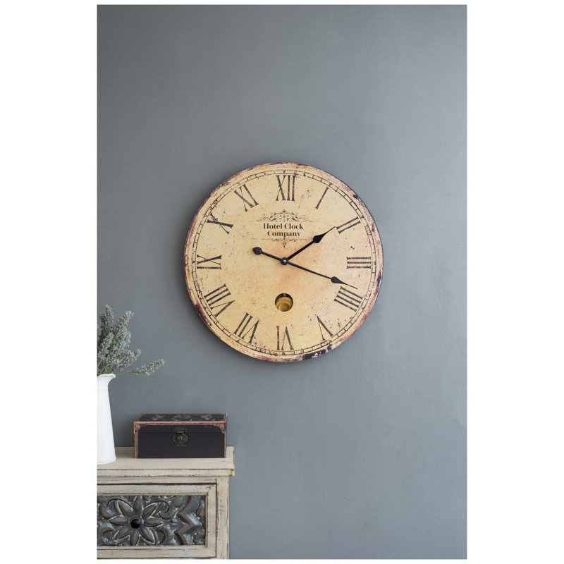 Horloge murale de style rétro 23 po avec pendule en bois aggloméré Dubois pour salon ou bureau