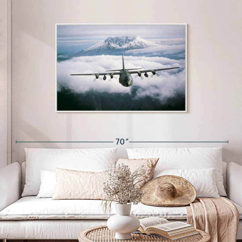 Avion militaire, Cadre flottant blanc, 43 po x 29 po